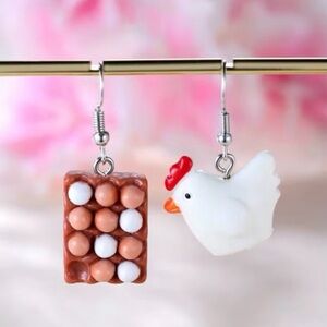 Pair of Eggs and Chicken Earrings